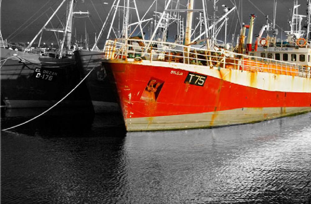 Partial B&W of Dingle Trawler, Co. Kerry